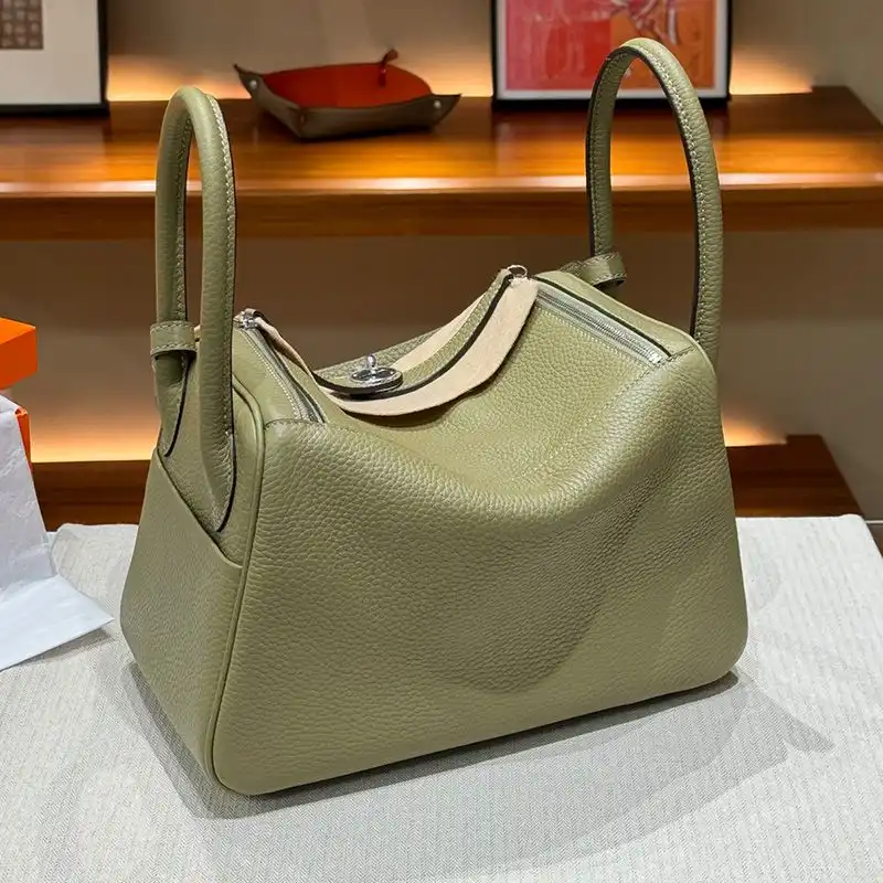 Affordable Hermes Lindy Bag Clemence Leather Palladium Hardware In Olive