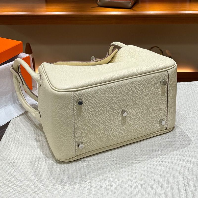 Hermes Lindy Bag Clemence Leather Palladium Hardware In White