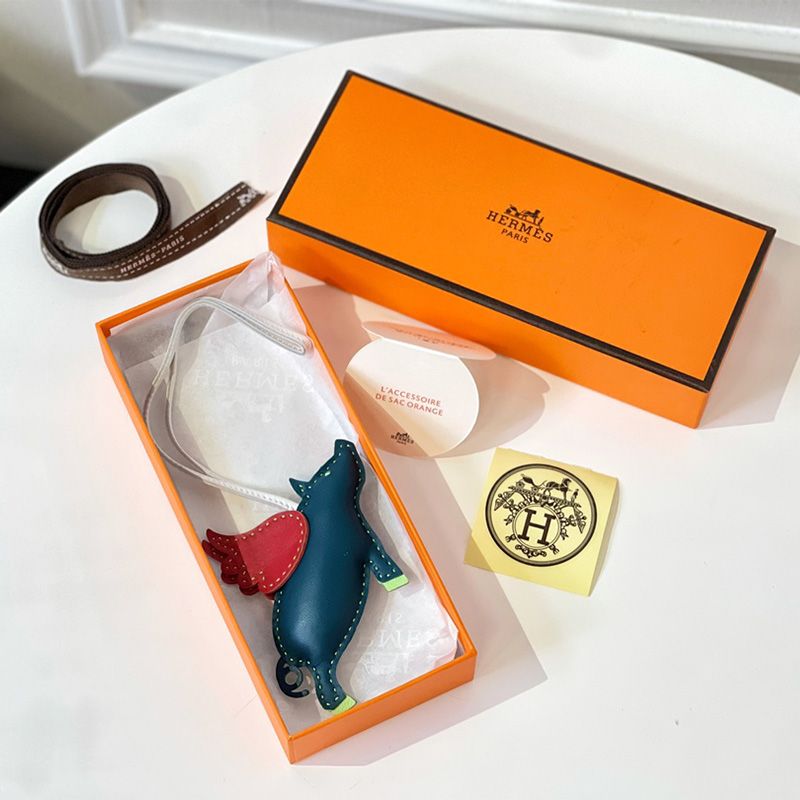 Hermes Little Flying Pig Charm Leather