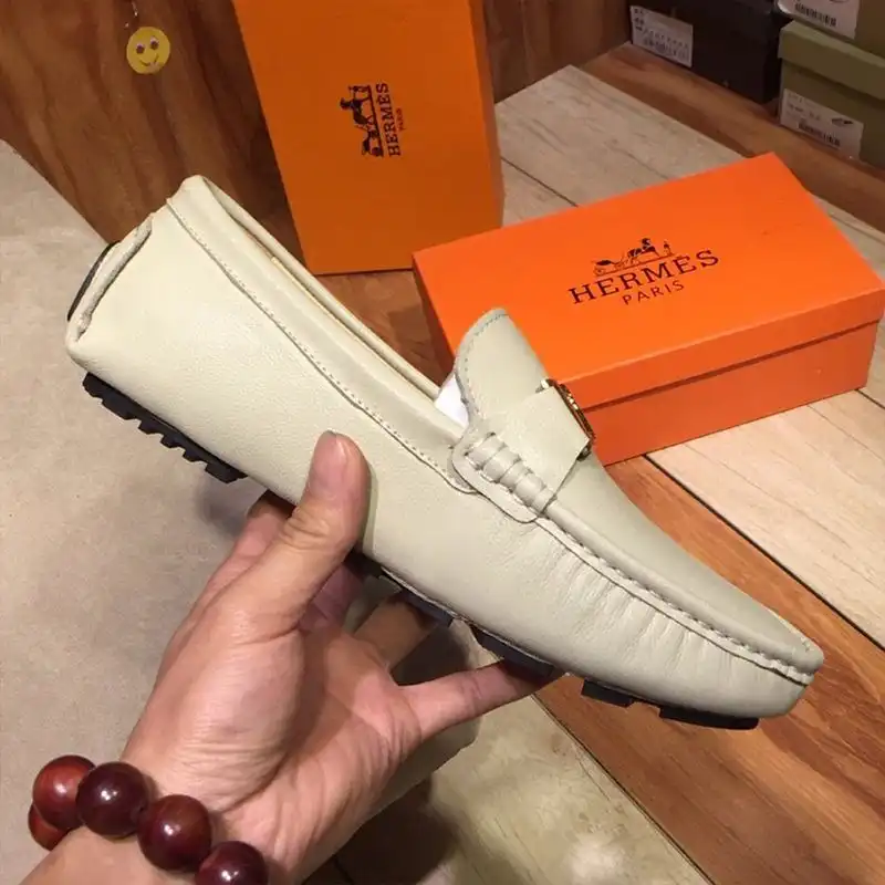 Affordable Hermes Loafers Men Togo Leather In Beige