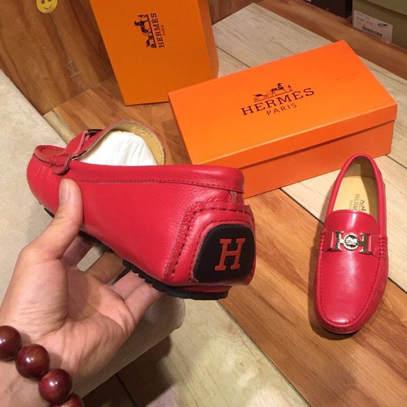 Hermes Loafers Men Togo Leather In Red