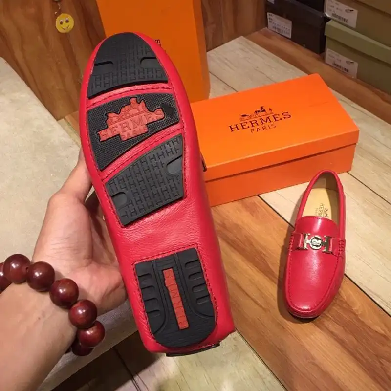 Affordable Hermes Loafers Men Togo Leather In Red