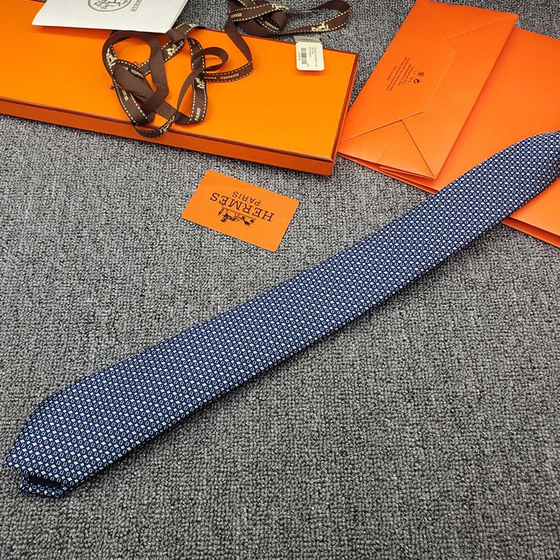 Hermes Maillon Shirting Tie In Blue