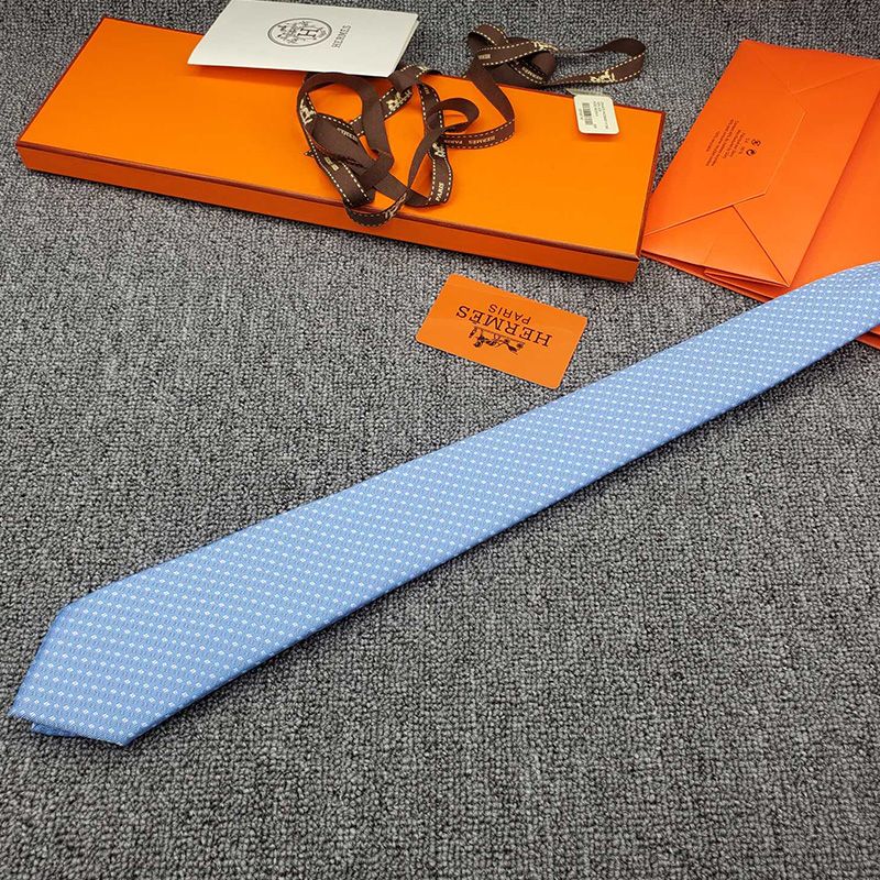 Hermes Maillon Shirting Tie In Sky Blue