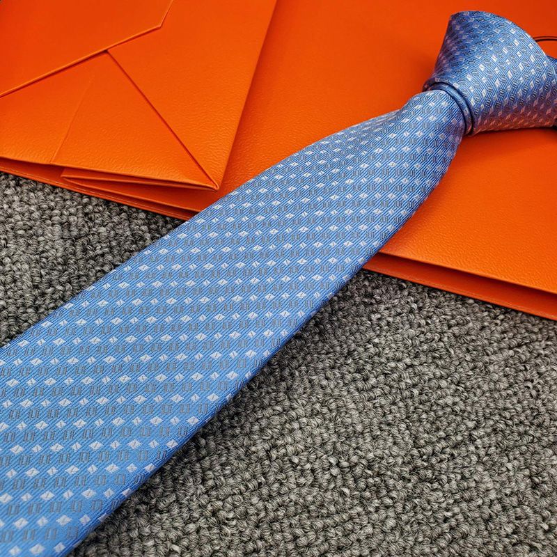 Hermes Maillon Shirting Tie In Sky Blue