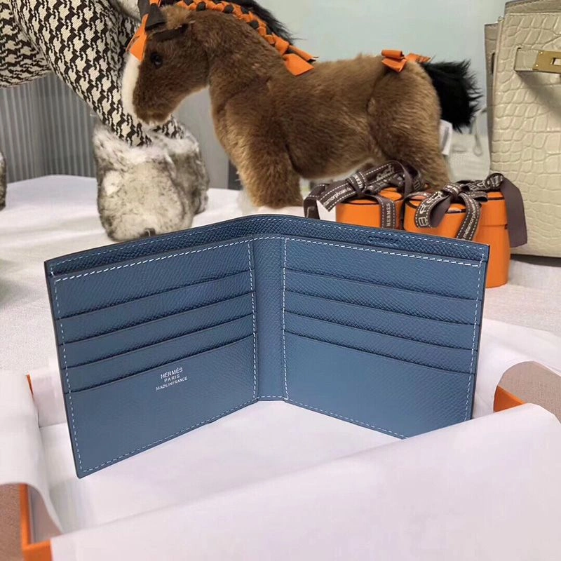 Cheap Hermes MC? Copernic Compact Wallet Epsom Calfskin In Sky Blue
