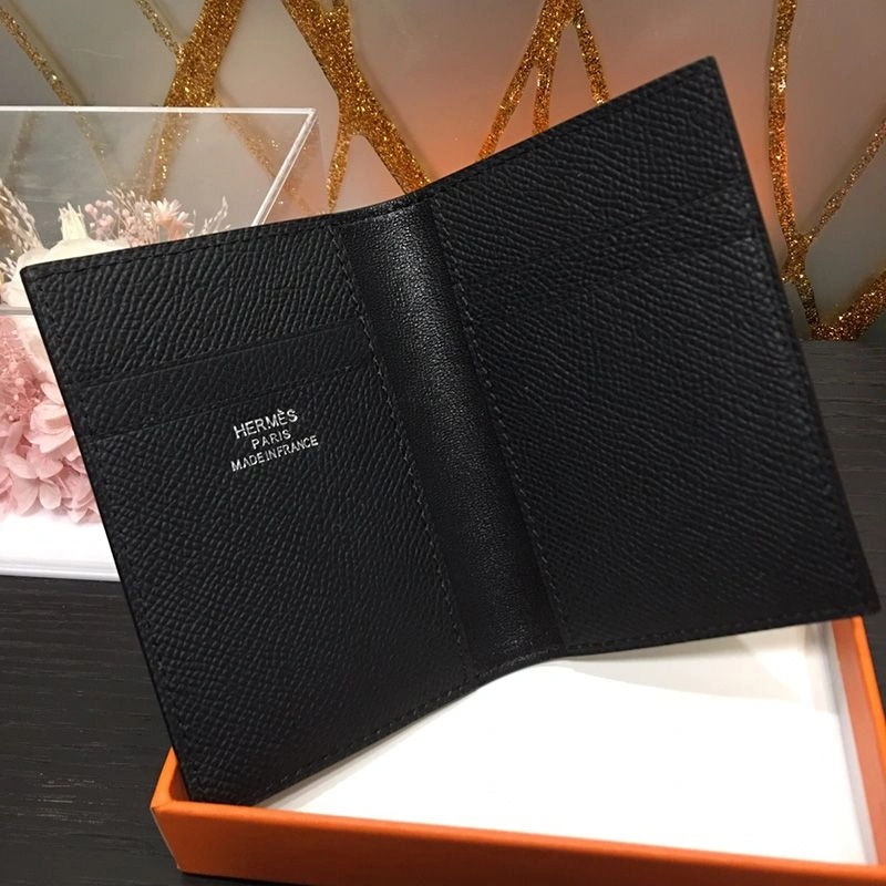 Original，Label-true Hermes MC? Euclide Card Holder Epsom Calfskin In Black