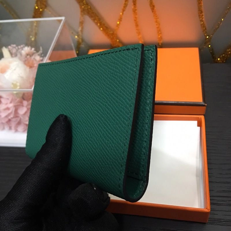 Affordable Hermes MC? Euclide Card Holder Epsom Calfskin In Green