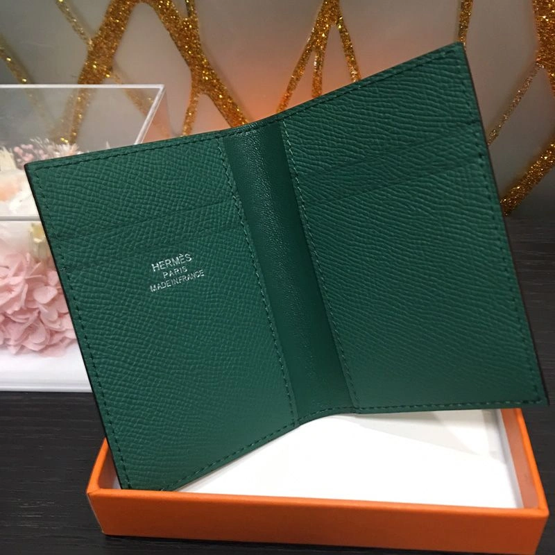 Affordable Hermes MC? Euclide Card Holder Epsom Calfskin In Green