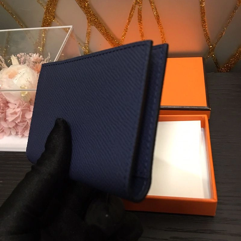 Cheap Hermes MC? Euclide Card Holder Epsom Calfskin In Navy Blue