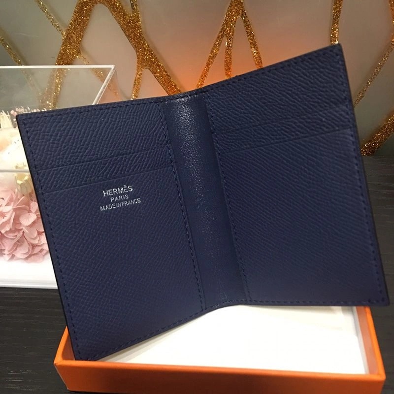 Affordable Hermes MC? Euclide Card Holder Epsom Calfskin In Navy Blue