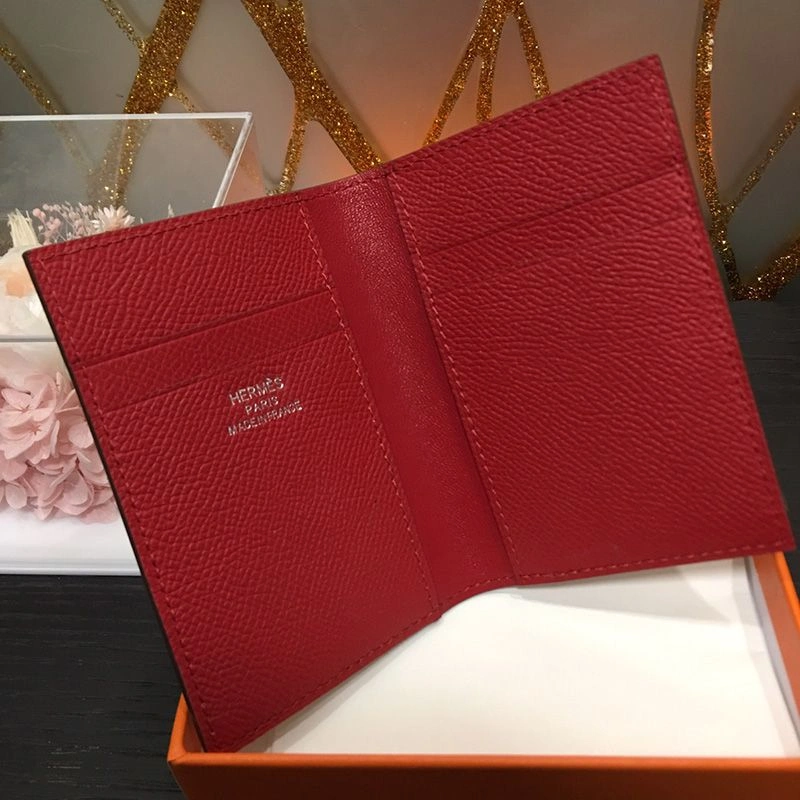 Cheap Hermes MC? Euclide Card Holder Epsom Calfskin In Red