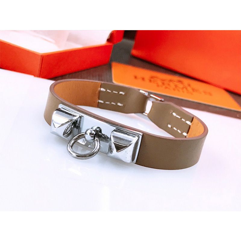 Hermes Micro Rivale Bracelets Swift Calfskin Silver Hardware