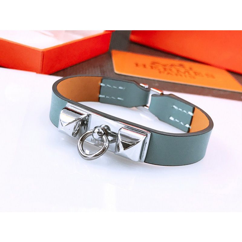 Hermes Micro Rivale Bracelets Swift Calfskin Silver Hardware