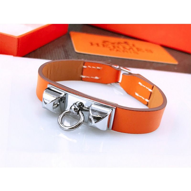 Hermes Micro Rivale Bracelets Swift Calfskin Silver Hardware