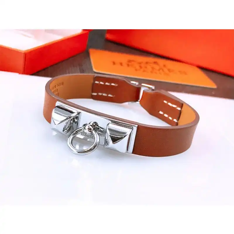 Affordable Hermes Micro Rivale Bracelets Swift Calfskin Silver Hardware