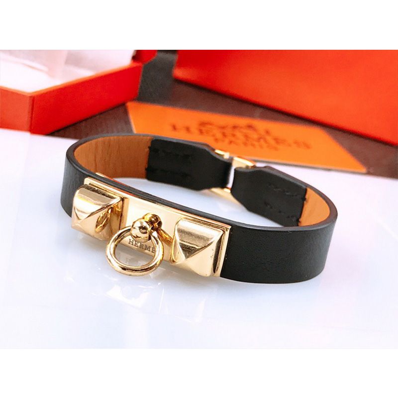 Hermes Micro Rivale Bracelets Swift Calfskin Gold Hardware