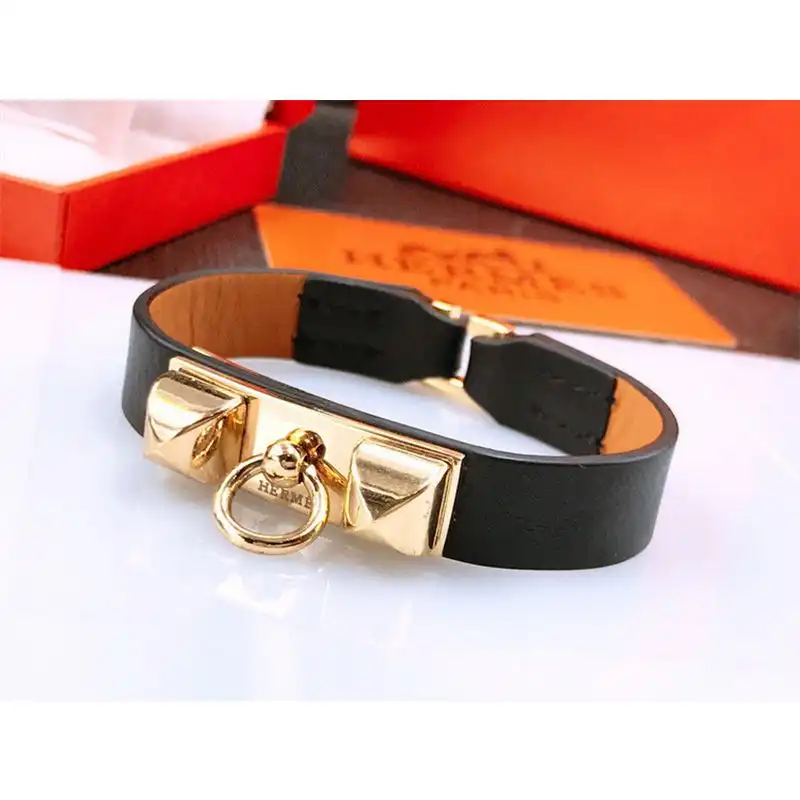 Affordable Hermes Micro Rivale Bracelets Swift Calfskin Gold Hardware