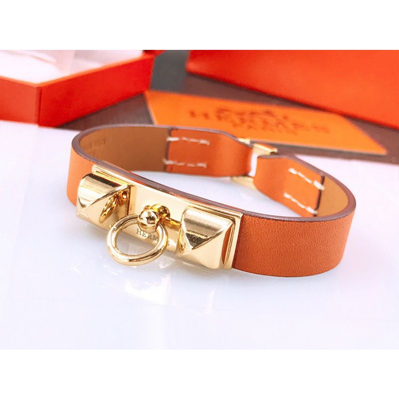 Hermes Micro Rivale Bracelets Swift Calfskin Gold Hardware