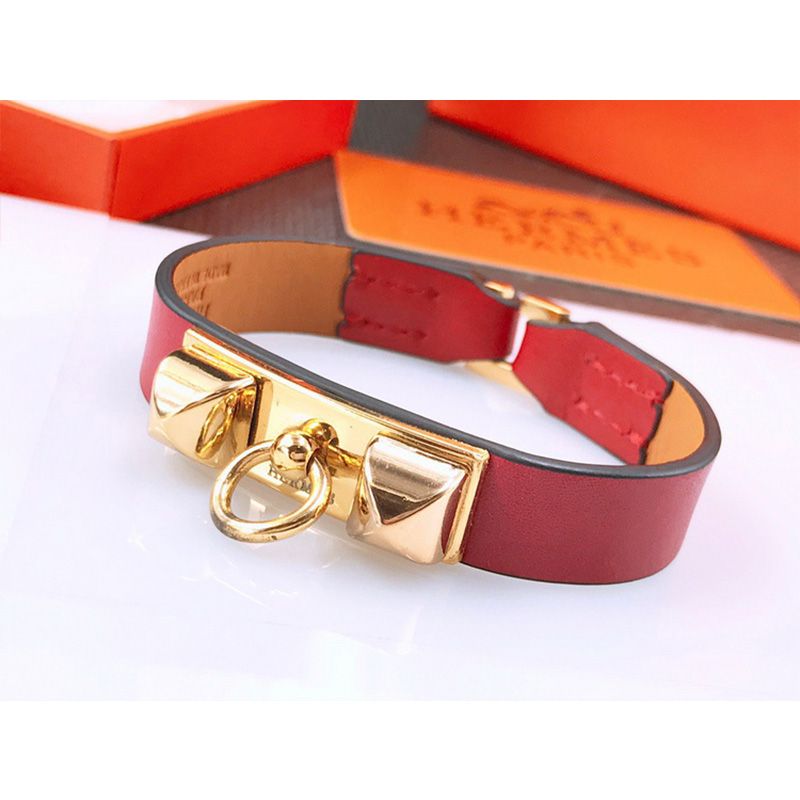 Hermes Micro Rivale Bracelets Swift Calfskin Gold Hardware