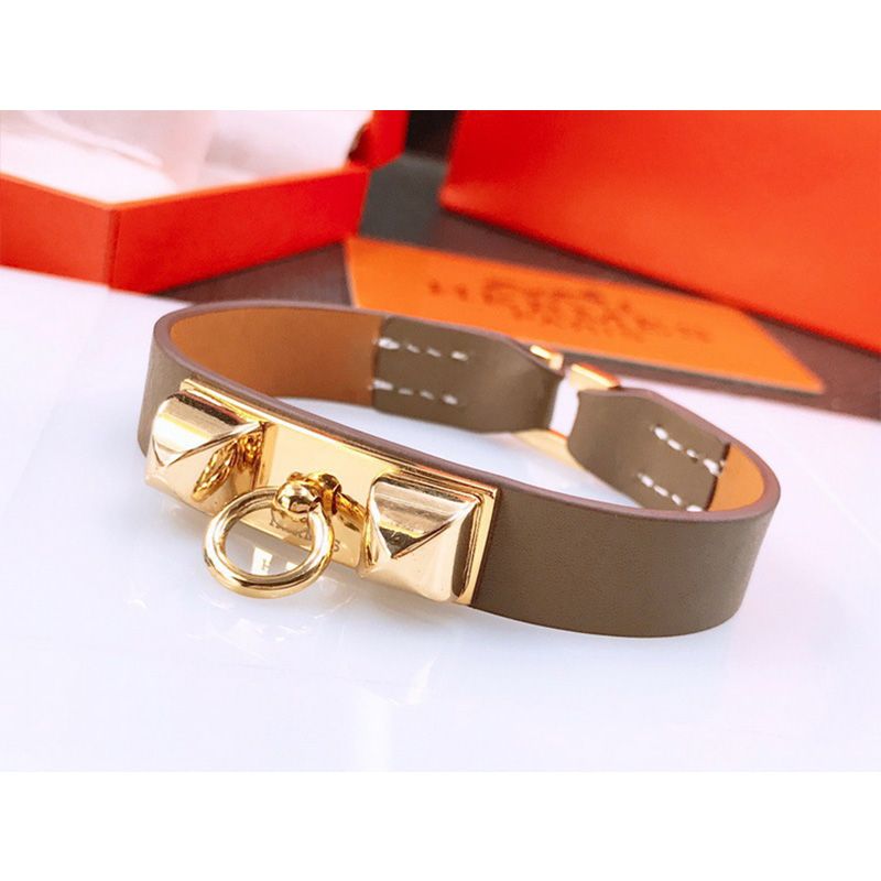 Hermes Micro Rivale Bracelets Swift Calfskin Gold Hardware