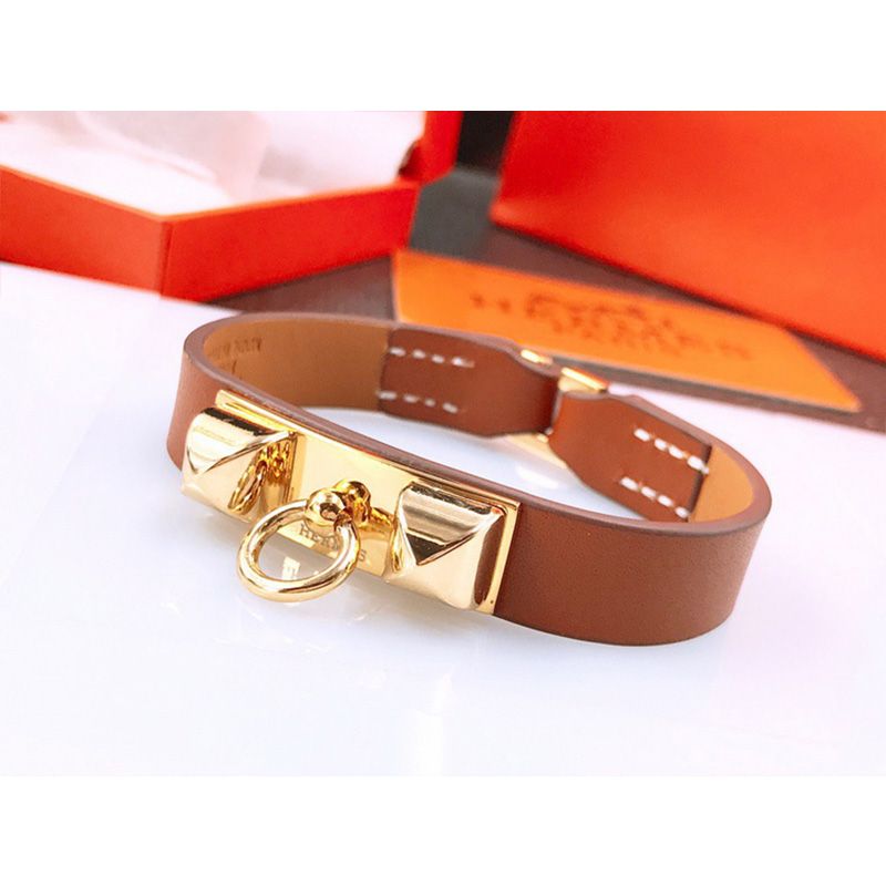 Hermes Micro Rivale Bracelets Swift Calfskin Gold Hardware