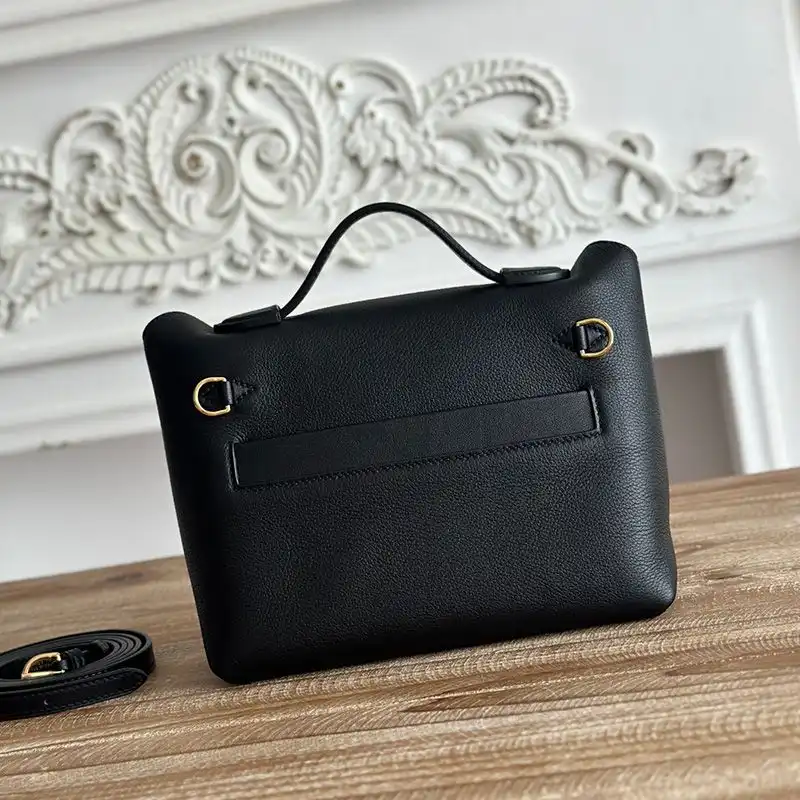 Affordable Hermes Mini 24 24 Bag Evercolor Swift Leather Gold Hardware In Black