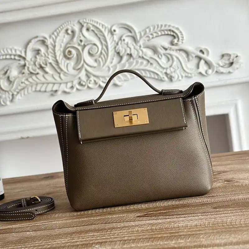 Affordable Hermes Mini 24 24 Bag Evercolor Swift Leather Gold Hardware In Khaki