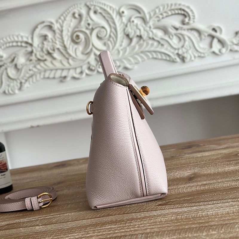 Hermes Mini 24 24 Bag Evercolor Swift Leather Gold Hardware In Light Pink