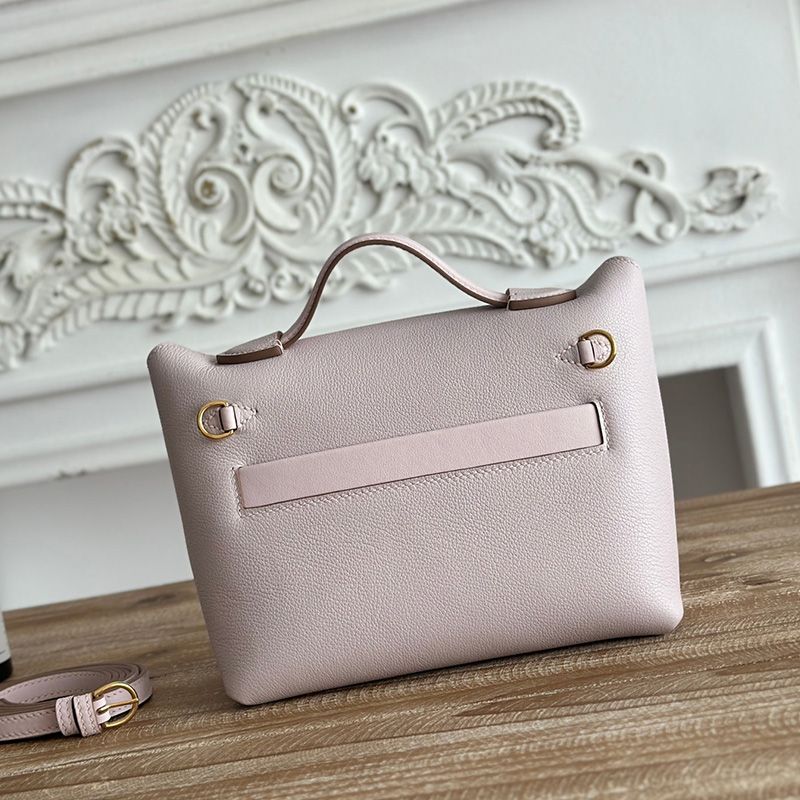 Hermes Mini 24 24 Bag Evercolor Swift Leather Gold Hardware In Light Pink