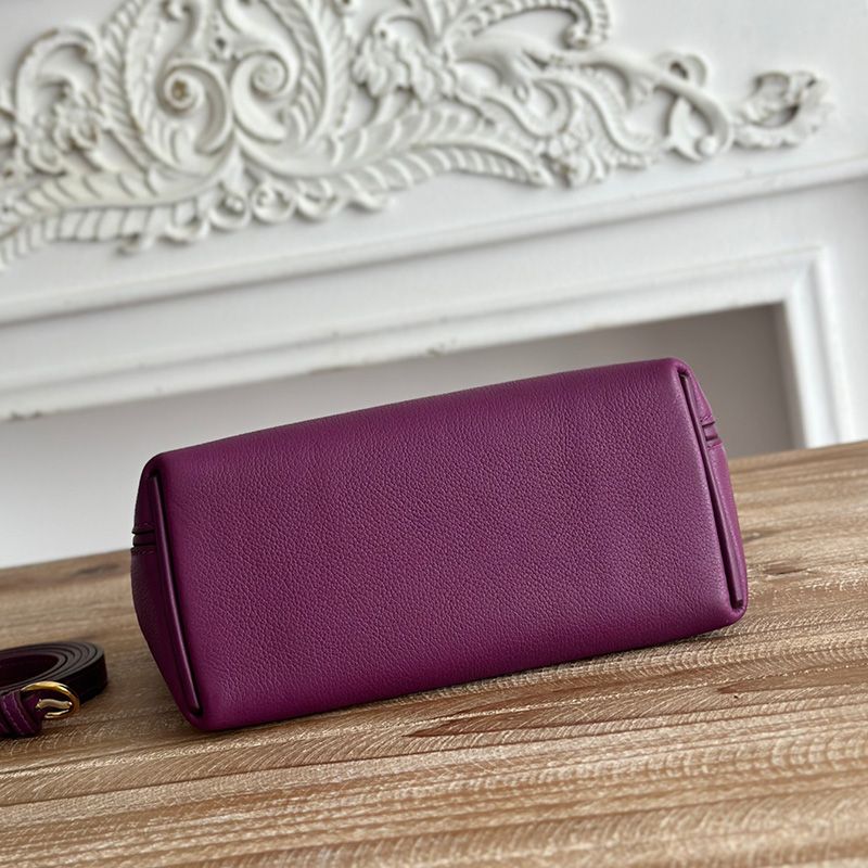 Hermes Mini 24 24 Bag Evercolor Swift Leather Gold Hardware In Purple