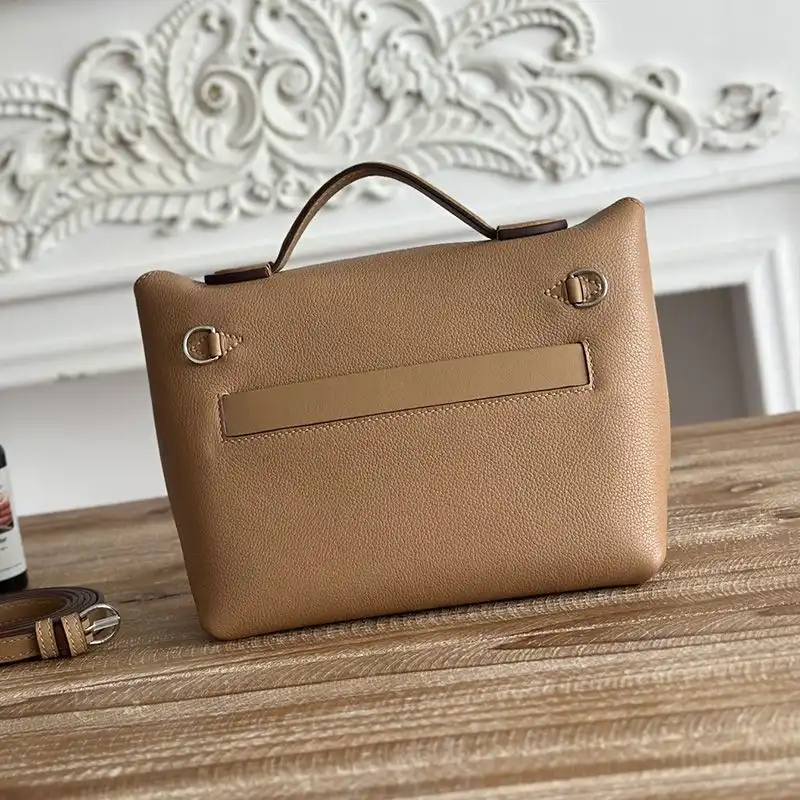 Affordable Hermes Mini 24 24 Bag Evercolor Swift Leather Palladium Hardware In Camel