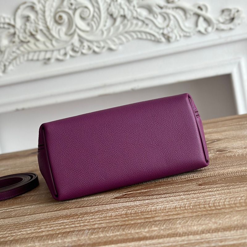 Hermes Mini 24 24 Bag Evercolor Swift Leather Palladium Hardware In Purple