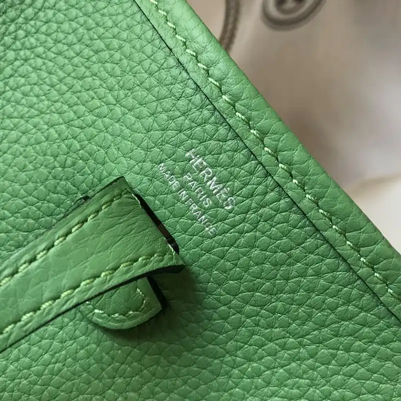 Cheap Hermes Mini Evelyne Bag Clemence Leather Palladium Hardware In Mint Green