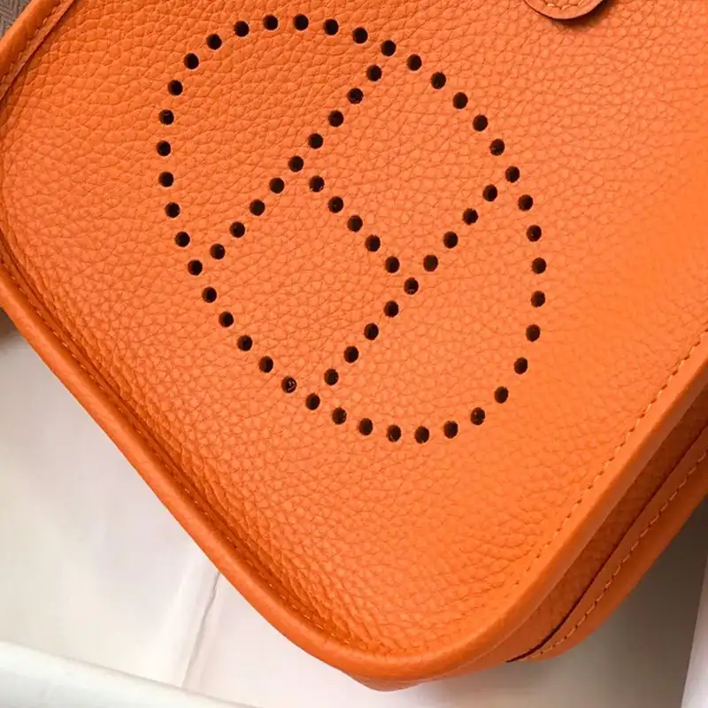 Affordable Hermes Mini Evelyne Bag Clemence Leather Palladium Hardware In Orange