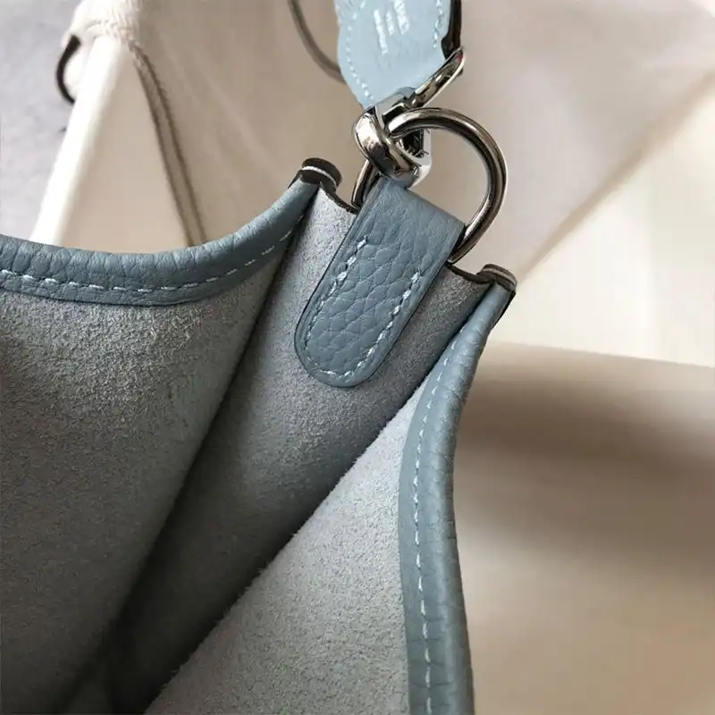 Affordable Hermes Mini Evelyne Bag Clemence Leather Palladium Hardware In Sky Blue