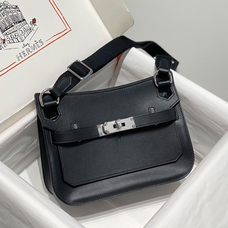 Hermes Mini Jypsiere Bag Clemence Leather Palladium Hardware In Black