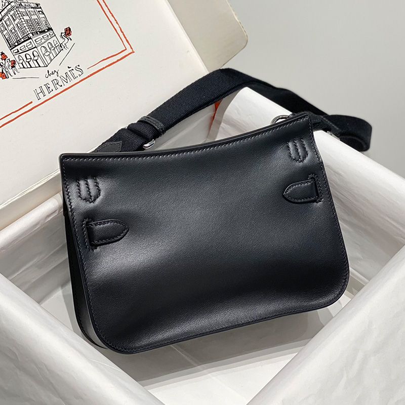 Hermes Mini Jypsiere Bag Clemence Leather Palladium Hardware In Black