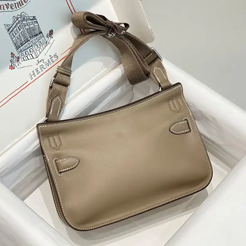 Cheap Hermes Mini Jypsiere Bag Clemence Leather Palladium Hardware In Khaki