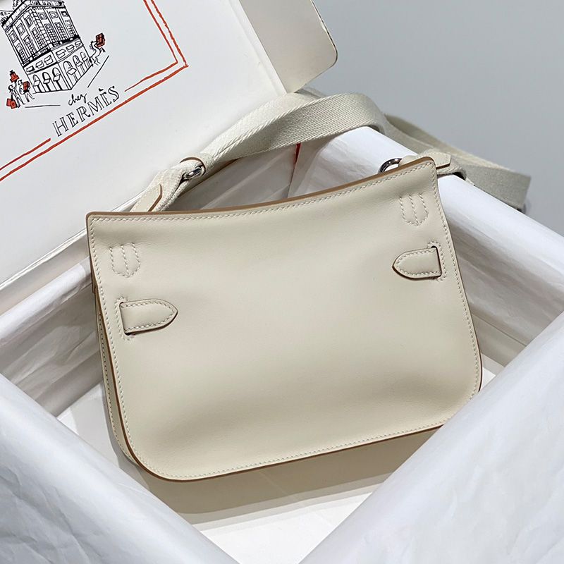 Hermes Mini Jypsiere Bag Clemence Leather Palladium Hardware In White