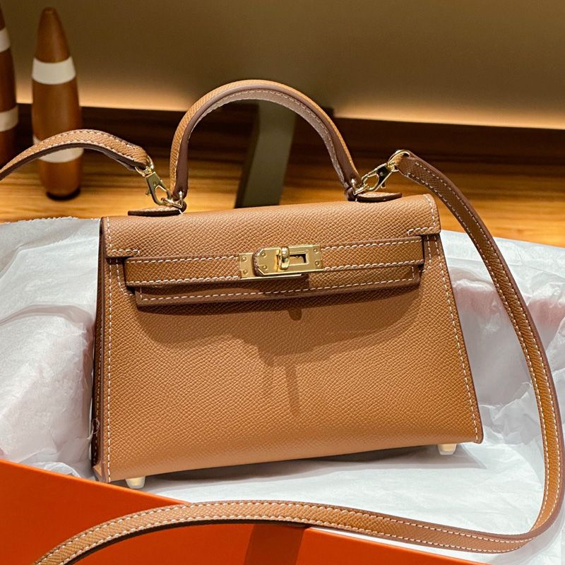 Hermes Mini Kelly II Bag Epsom Leather Gold Hardware In Brown