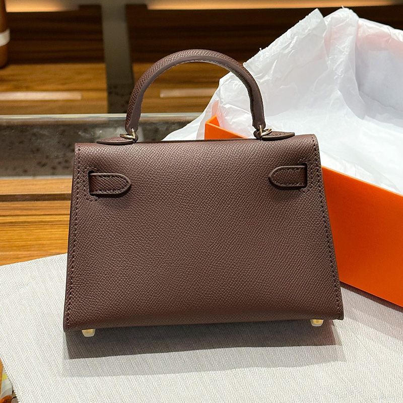 Hermes Mini Kelly II Bag Epsom Leather Gold Hardware In Coffee