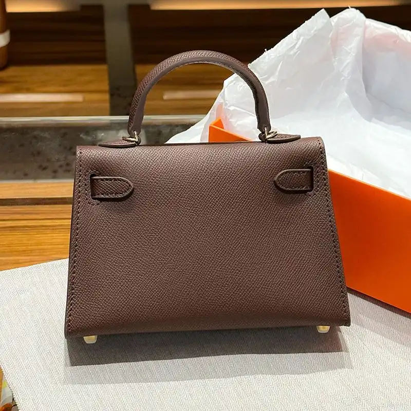 Affordable Hermes Mini Kelly II Bag Epsom Leather Gold Hardware In Coffee