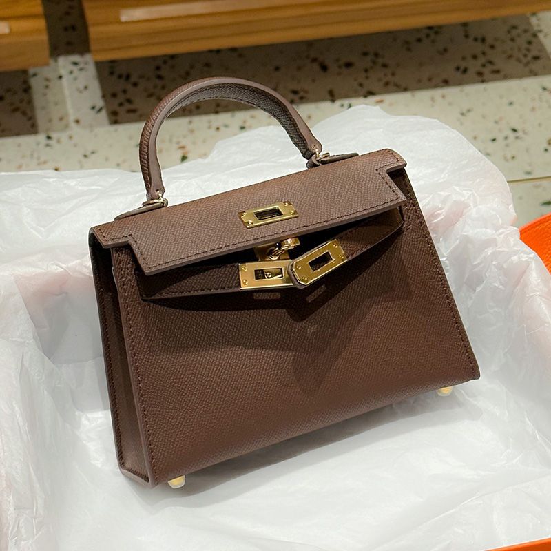 Hermes Mini Kelly II Bag Epsom Leather Gold Hardware In Coffee