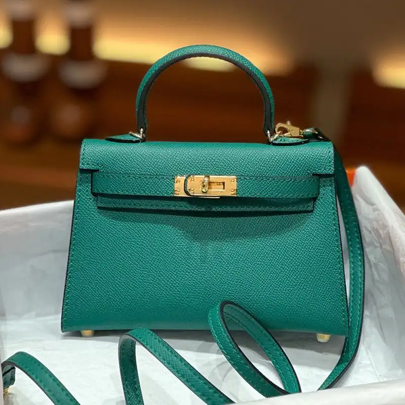 Affordable Hermes Mini Kelly II Bag Epsom Leather Gold Hardware In Green