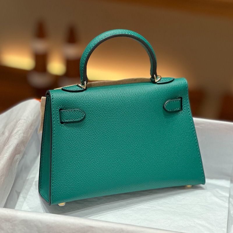 Hermes Mini Kelly II Bag Epsom Leather Gold Hardware In Green