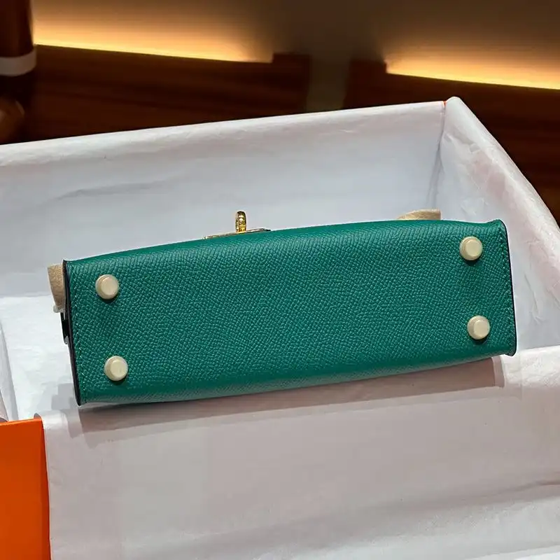 Affordable Hermes Mini Kelly II Bag Epsom Leather Gold Hardware In Green