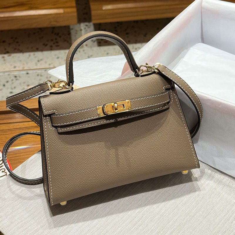 Hermes Mini Kelly II Bag Epsom Leather Gold Hardware In Khaki