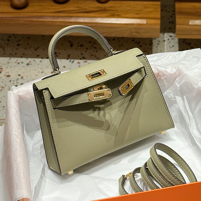 Hermes Mini Kelly II Bag Epsom Leather Gold Hardware In Olive