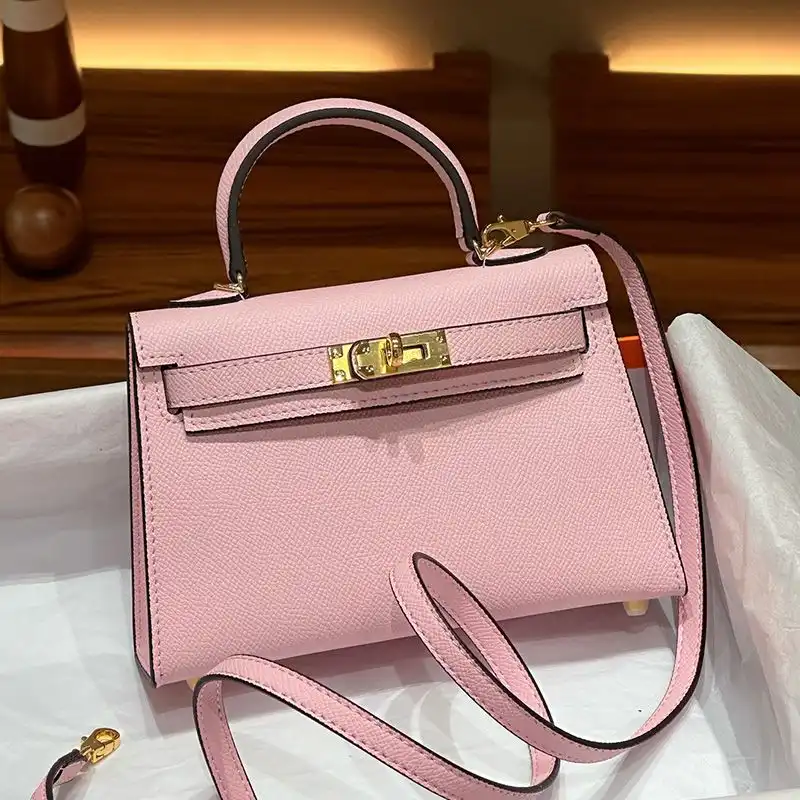 Hermes Mini Kelly II Bag Epsom Leather Gold Hardware In Pink